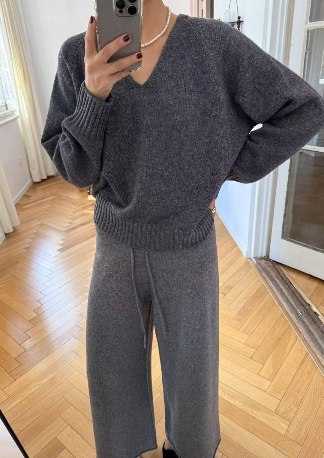 Premium V Neck Knit Top