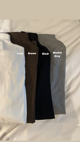 Cotton Elastic Half Turtle Neck Basic Top