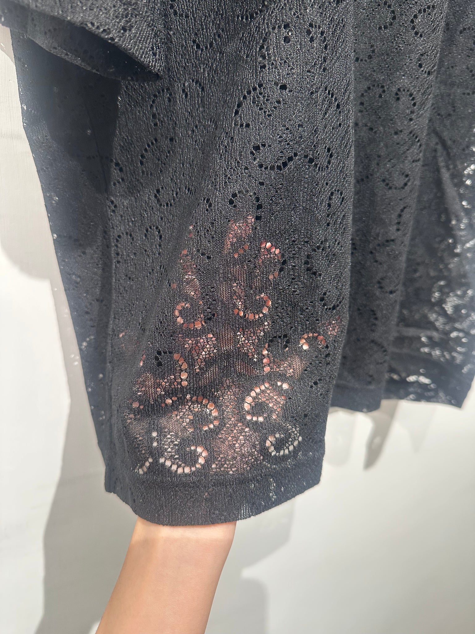 Crew Neck Lace Tee Black