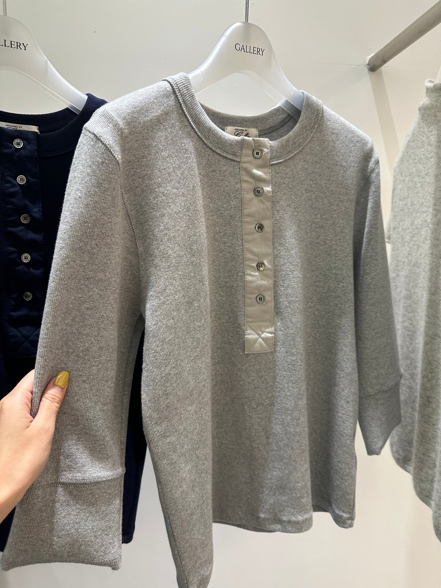 Waffle Button 3/4 Sleeve Tee