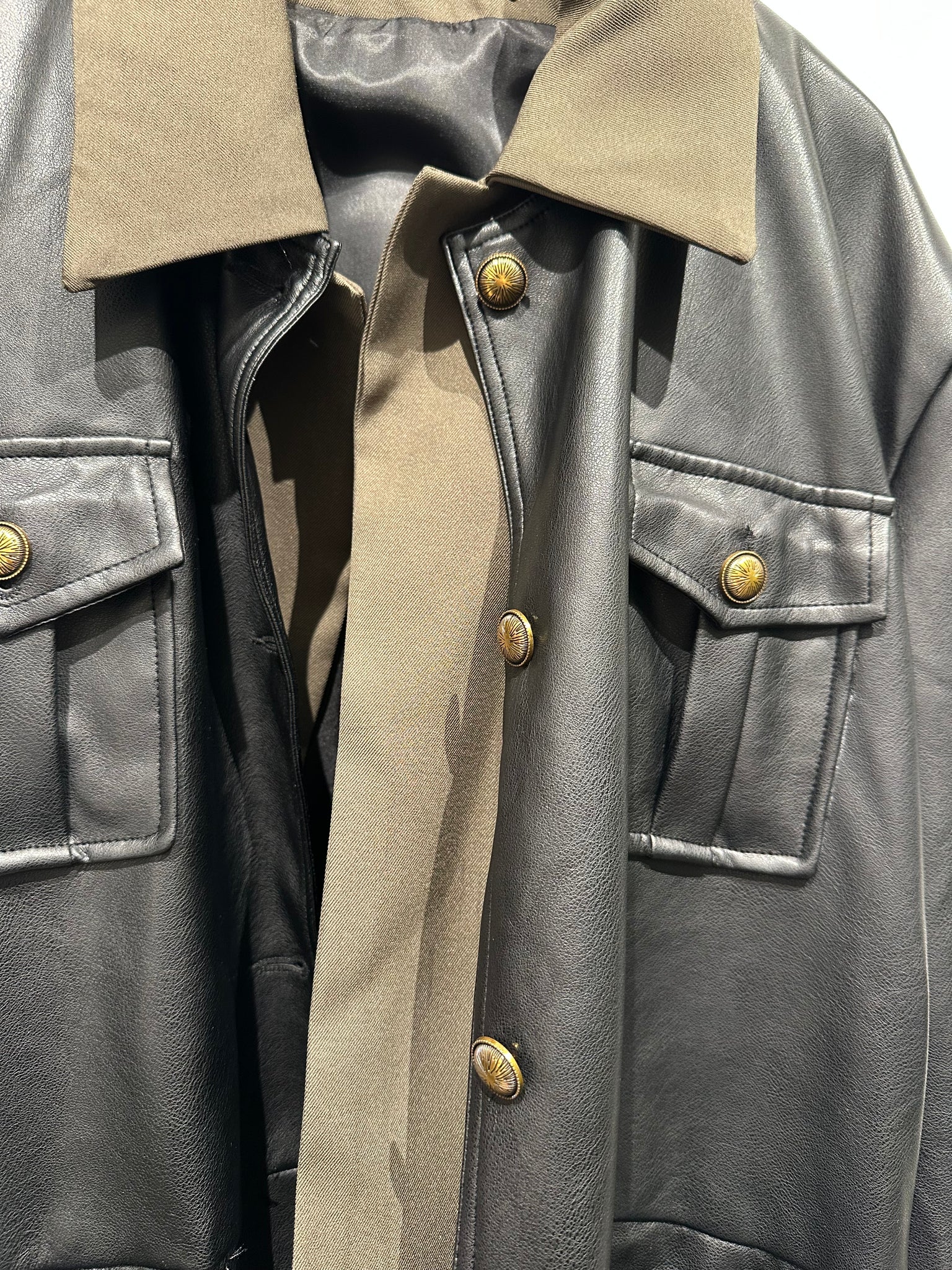 Two Layers Faux Leather Jacket