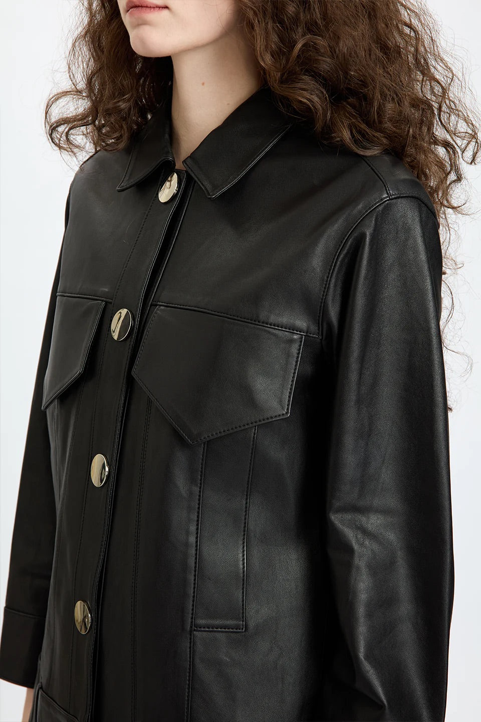 Oversize Crop Leather Jacket