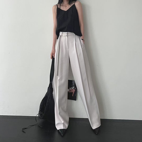 Premium Belt Wide Leg Pants