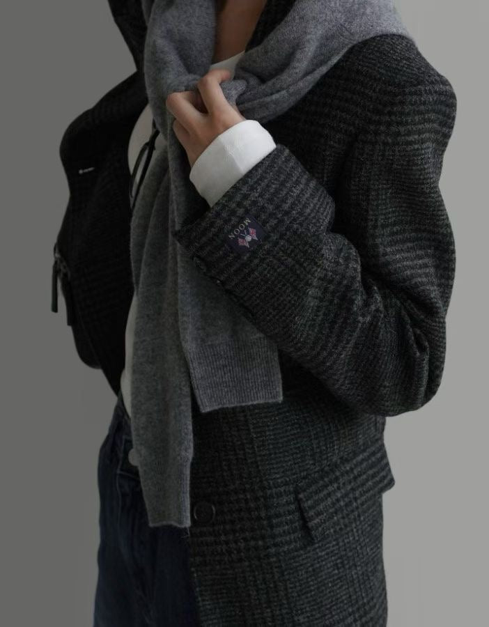 Moon Wool Checker Blazer Charcoal