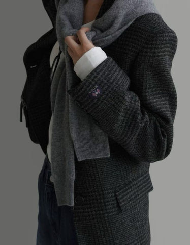 Moon Wool Checker Blazer Charcoal