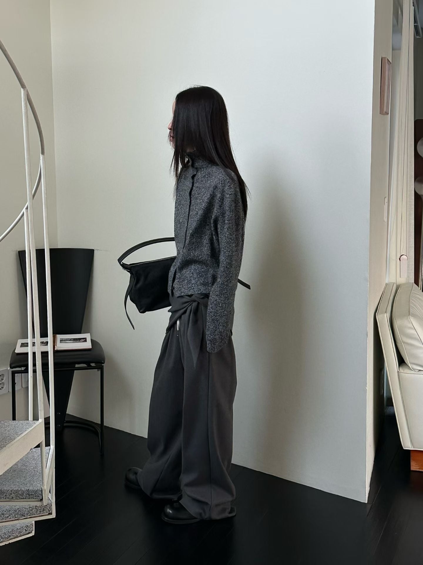 Up Neck Button Cardigan