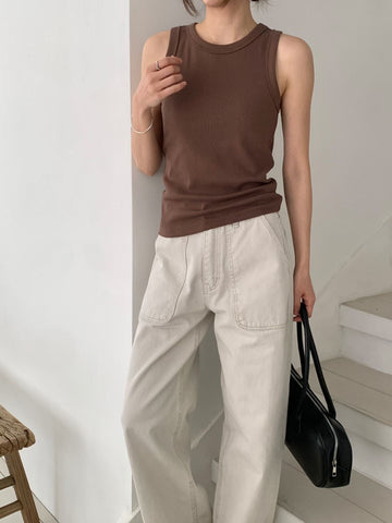 Ribbed Crew Neck Vest (加購$148)