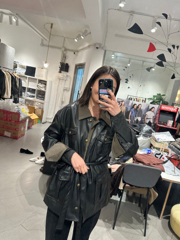 Two Layers Faux Leather Jacket