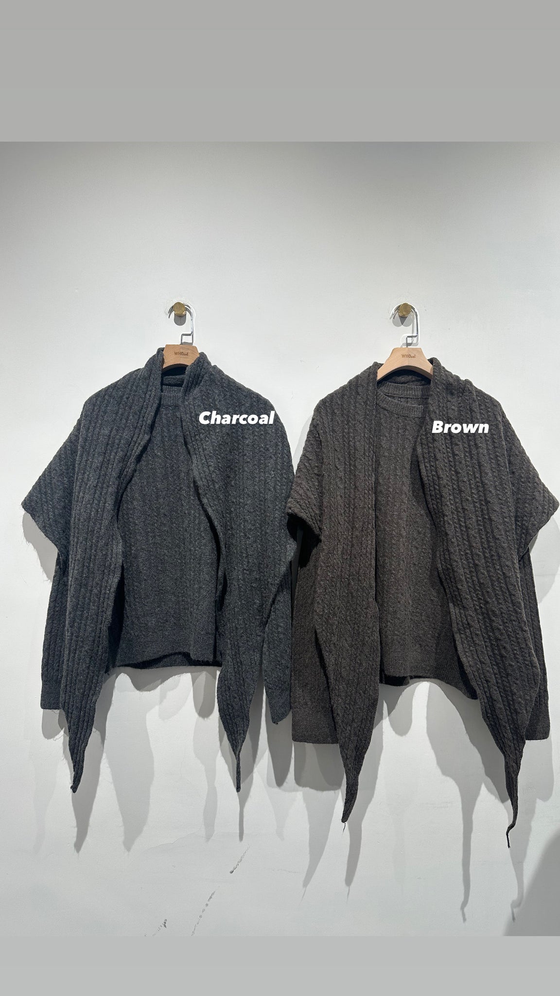 Scarf Cable Knit Top Set