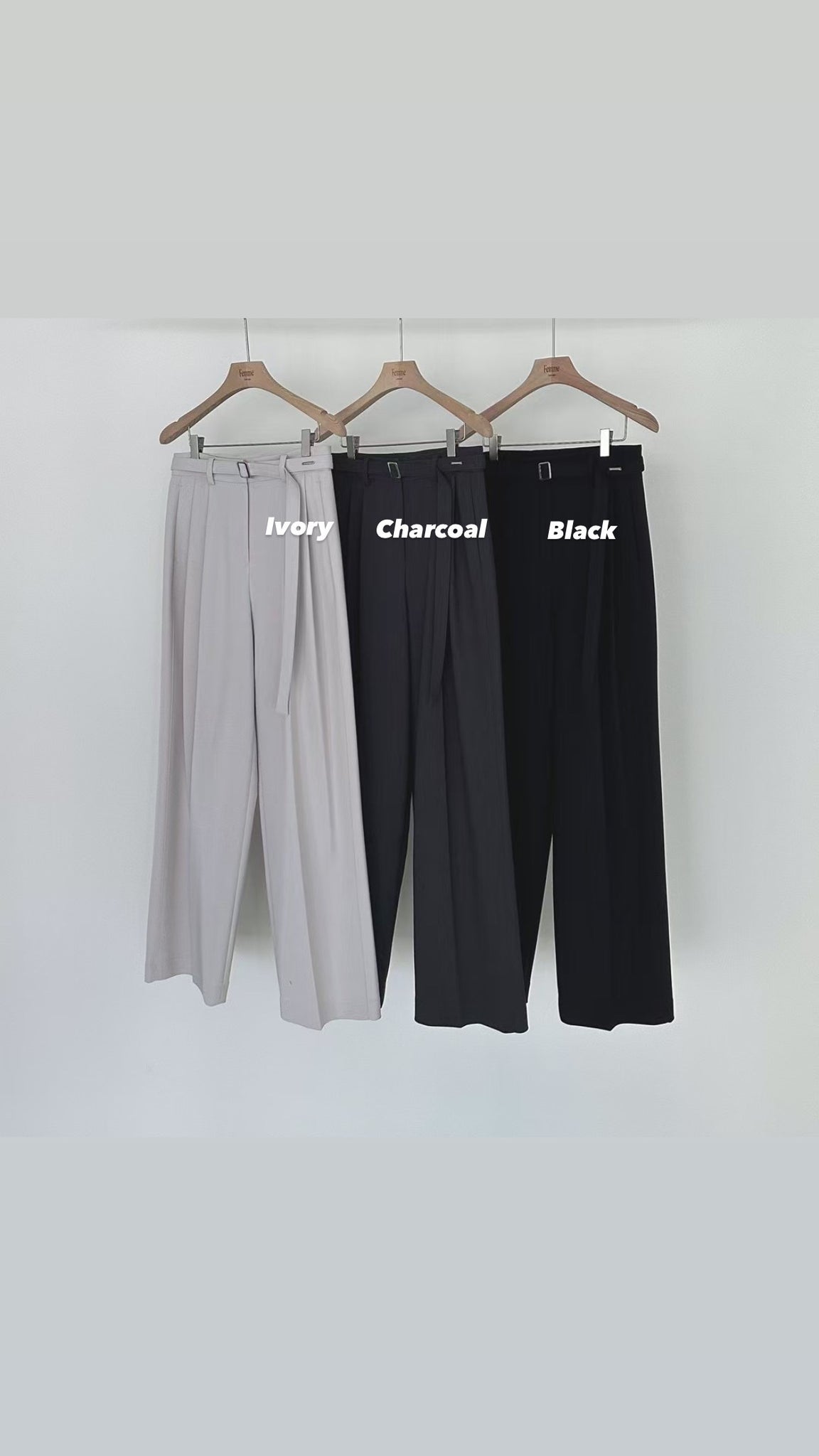 Premium Belt Wide Leg Pants