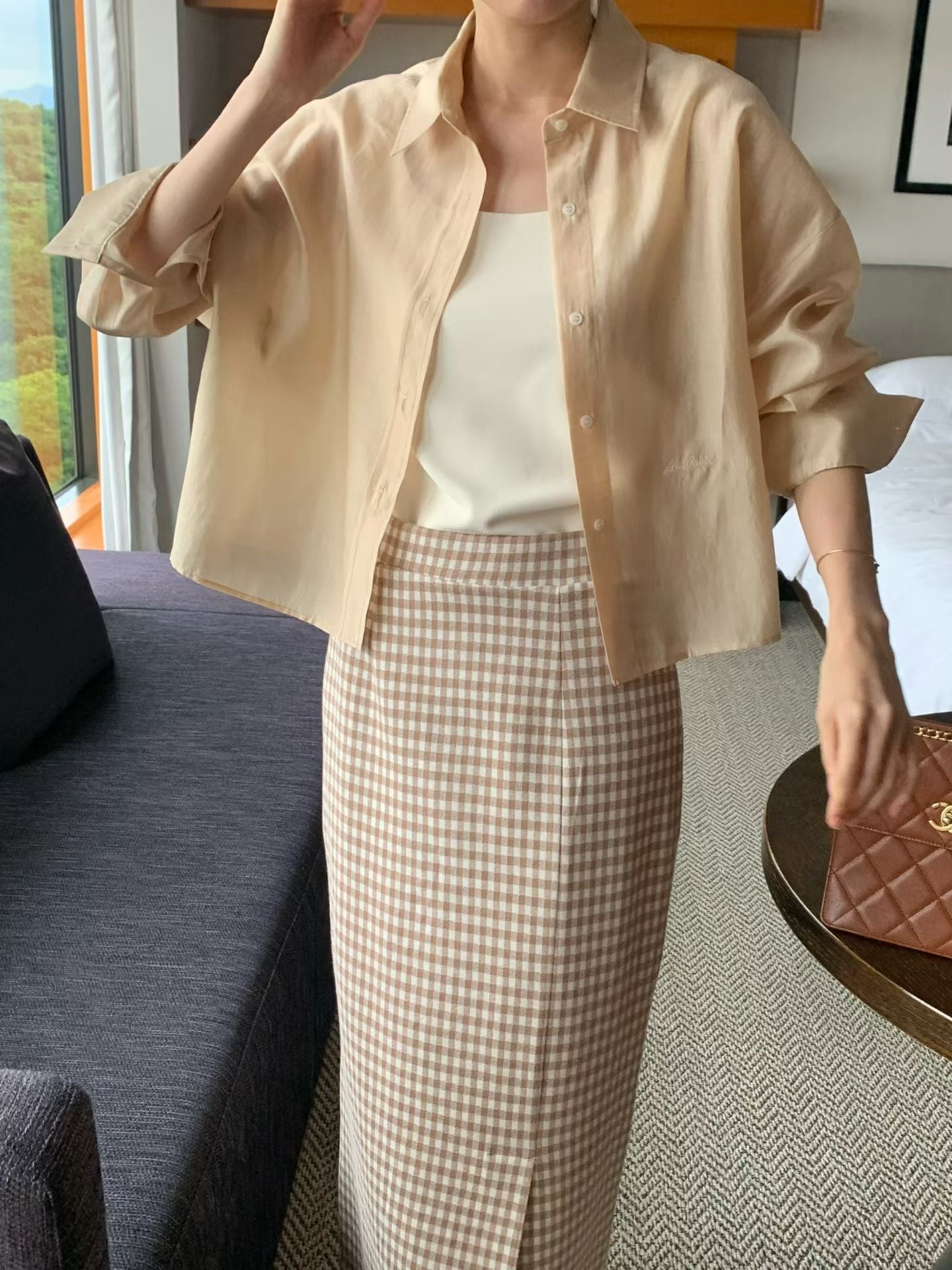 Premium Cropped Shirring Shirt (10-12Sep超抵價$468, 之後批發價$498)