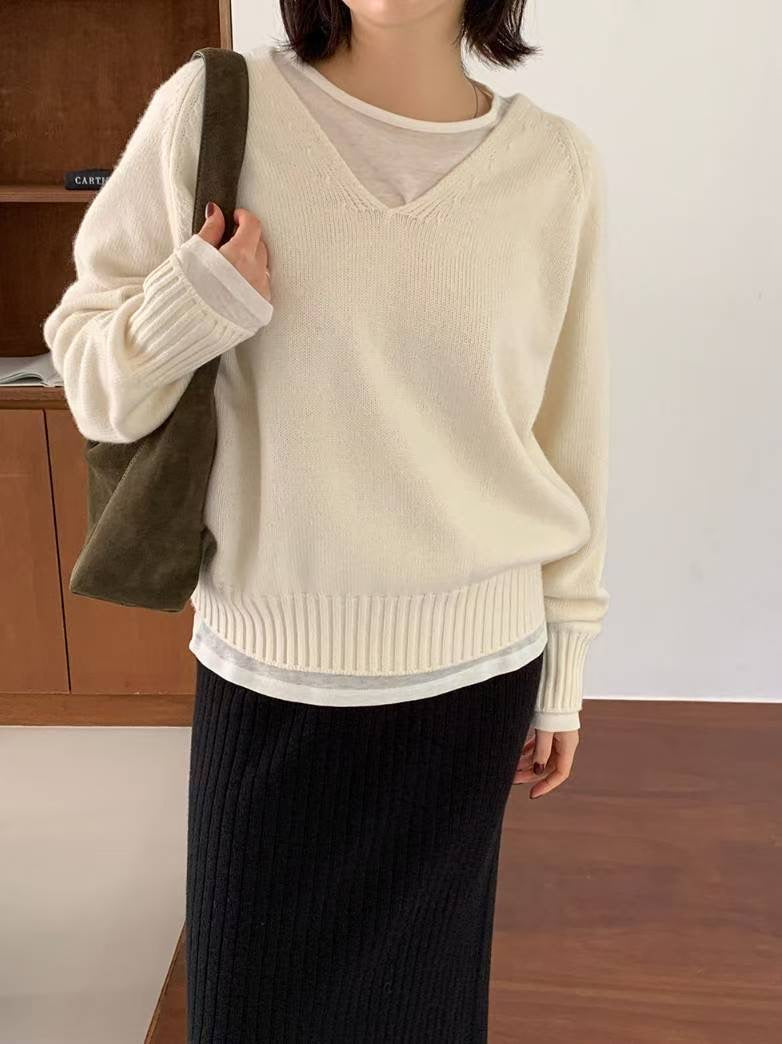 Premium V Neck Knit Top