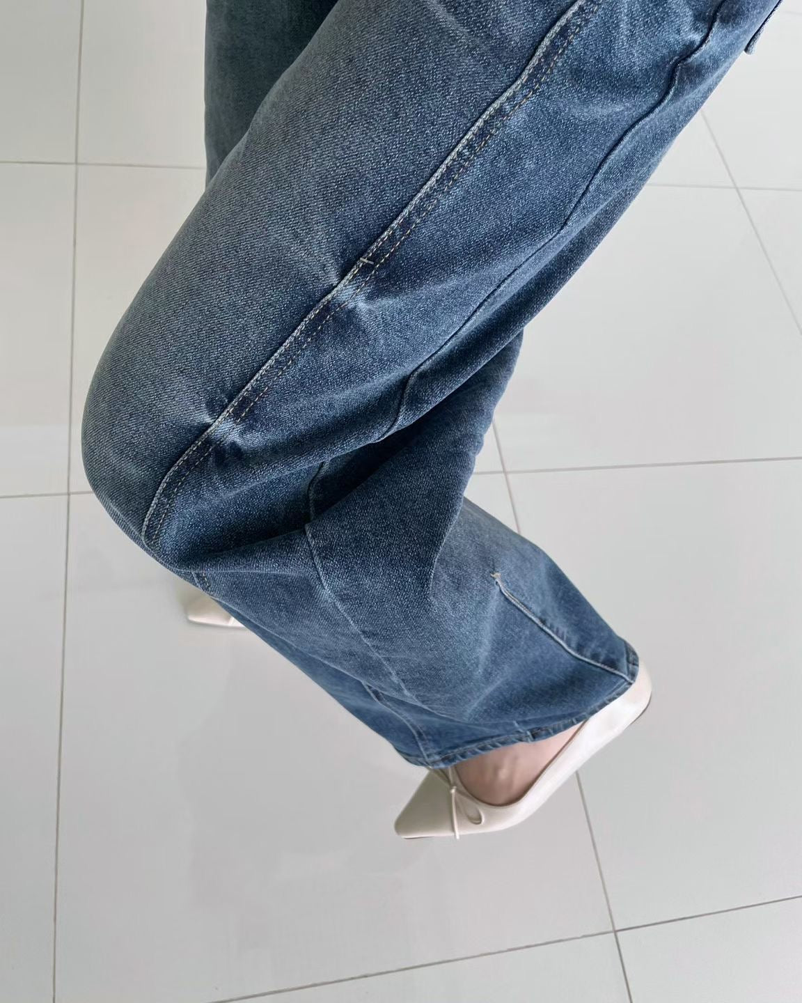 Nice Details Washing Barrel Jeans