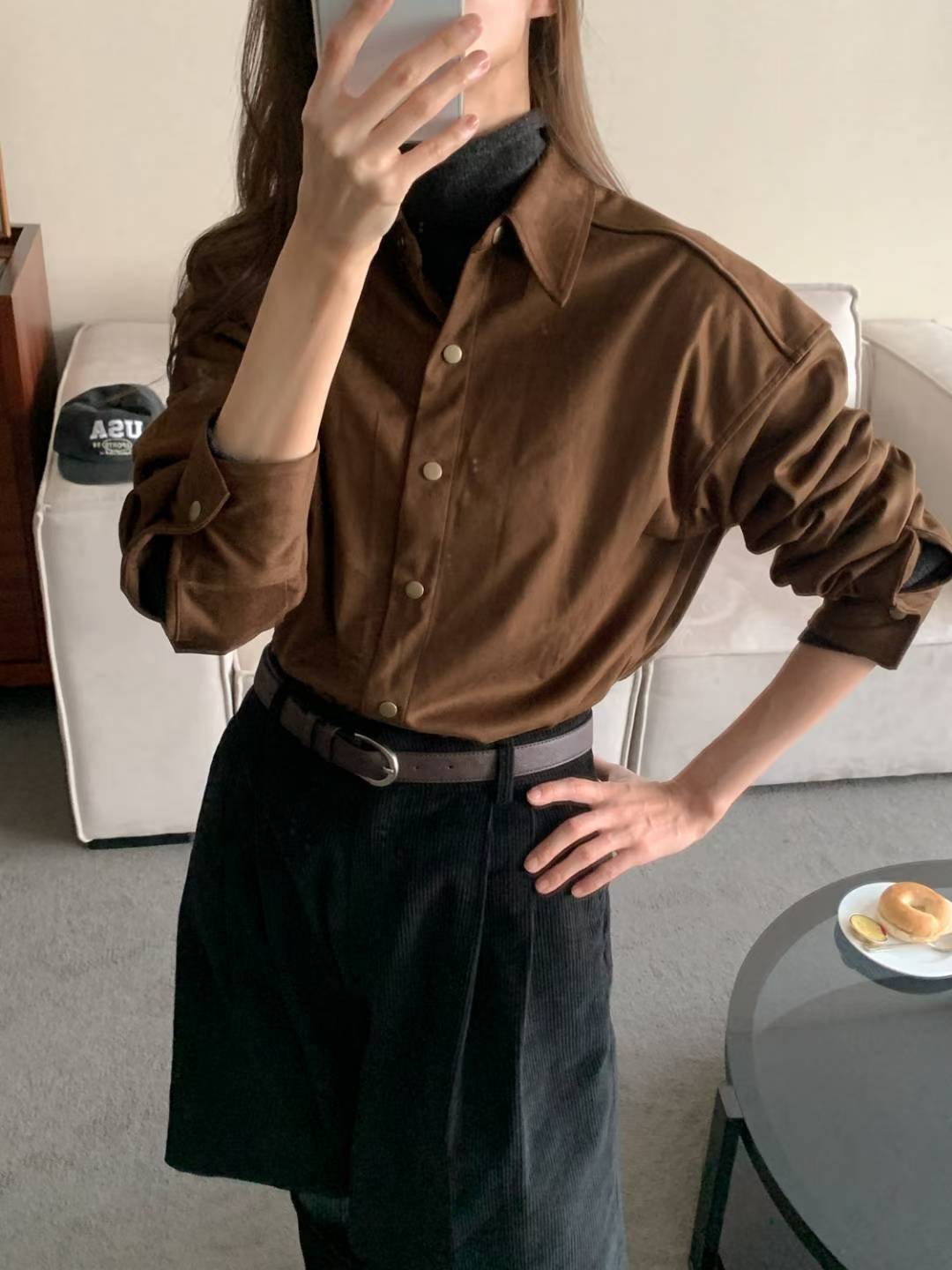 Cropped Suede Shirt