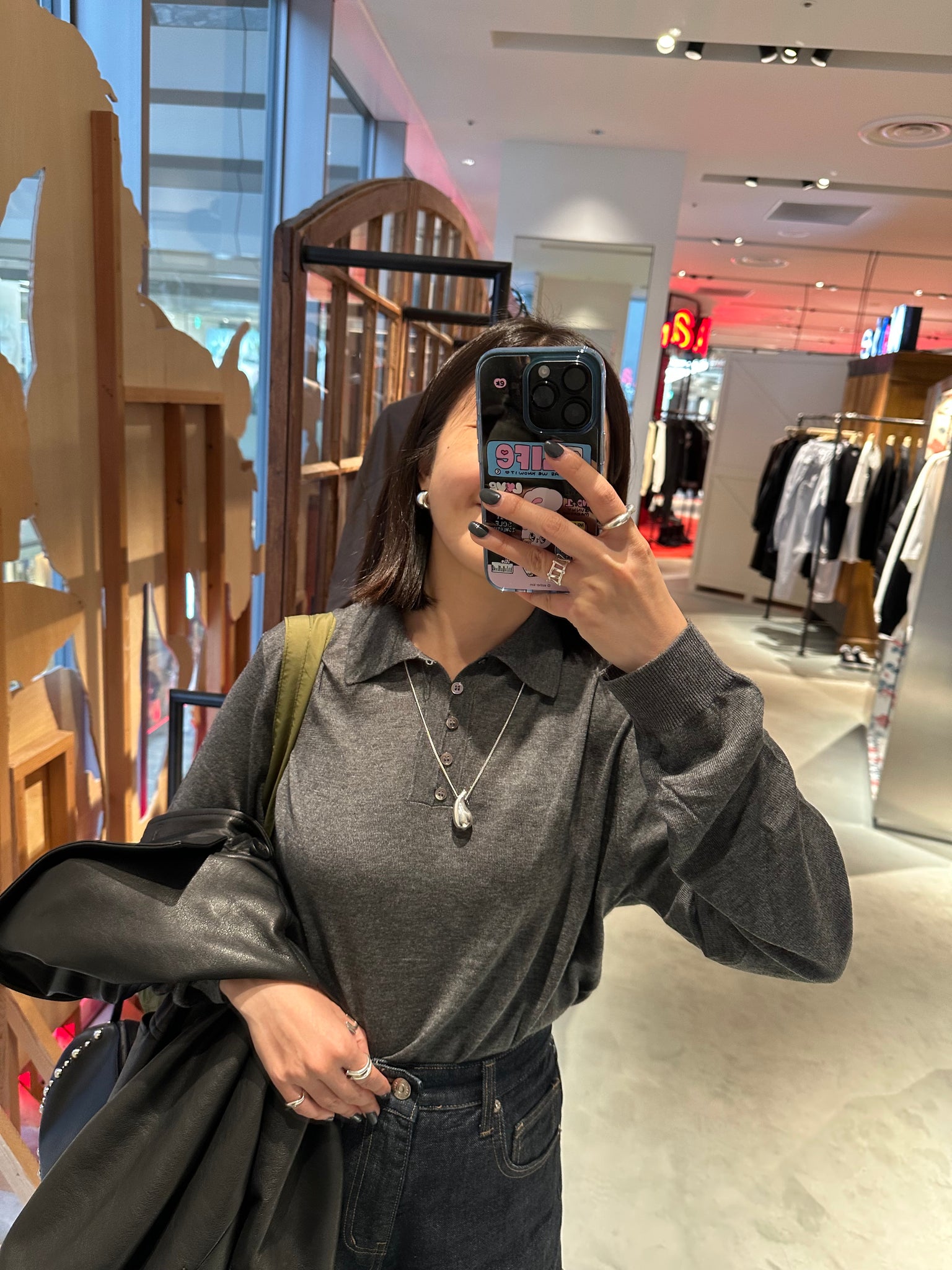 925 Silver Long Necklace with Bold Pendant