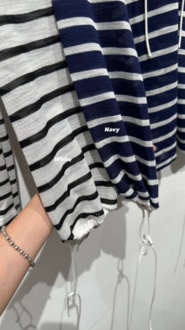 Open Collar Thin Stripe Top