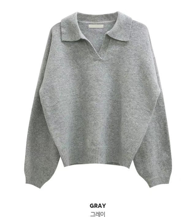 Open Collar Soft Pullover