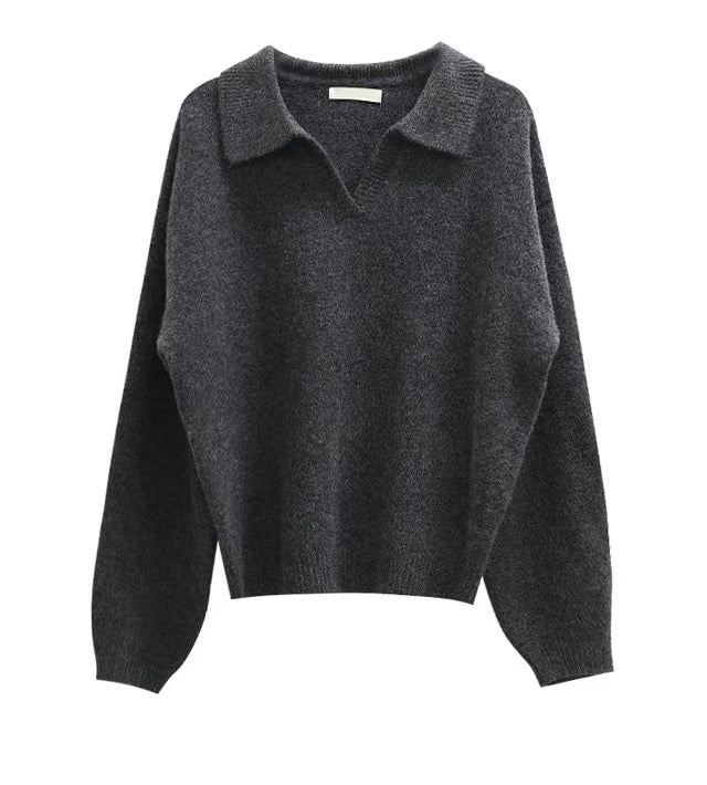 Open Collar Soft Pullover