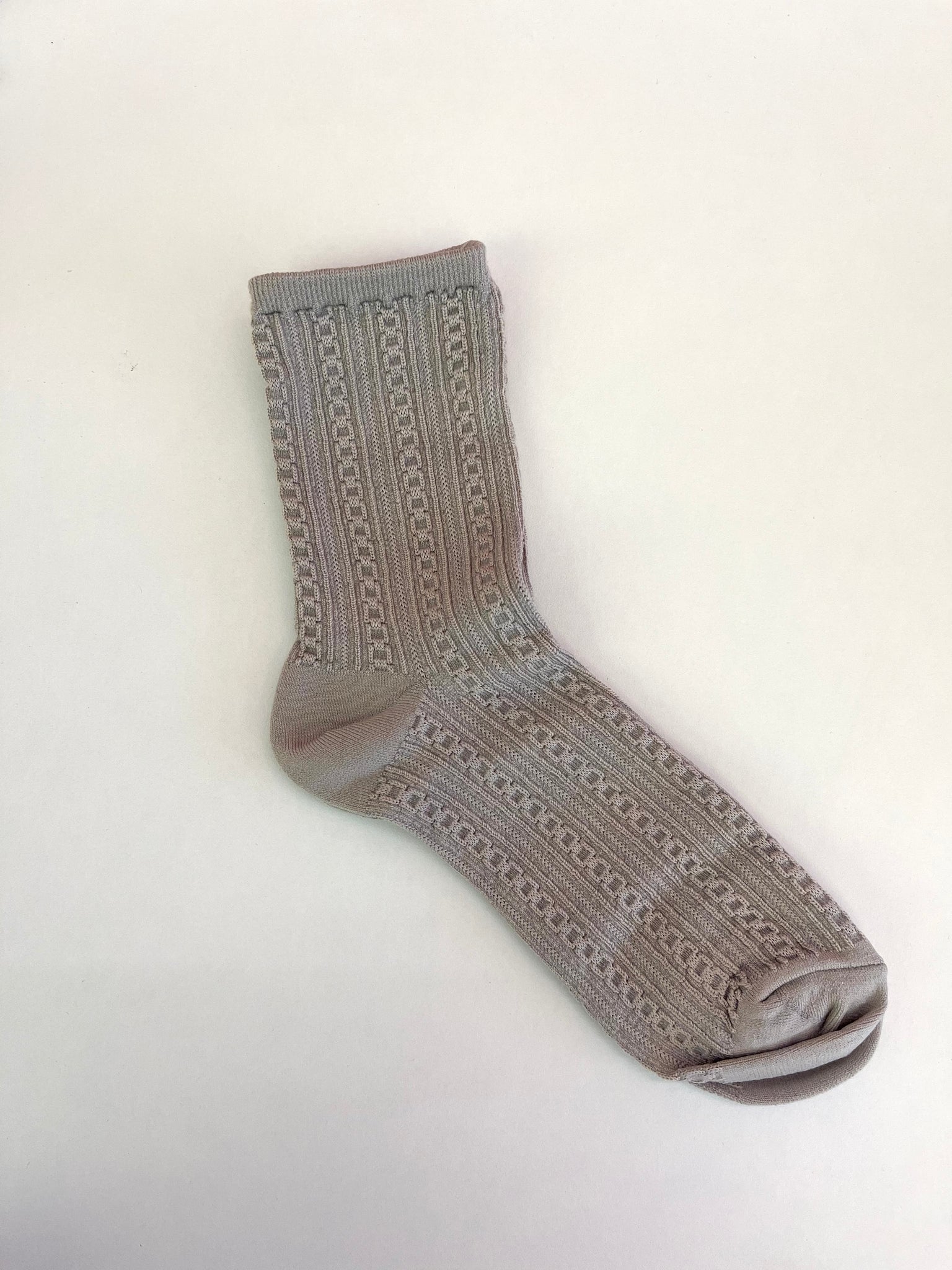 Quality Knitted Chain Pattern Soft Socks Grey