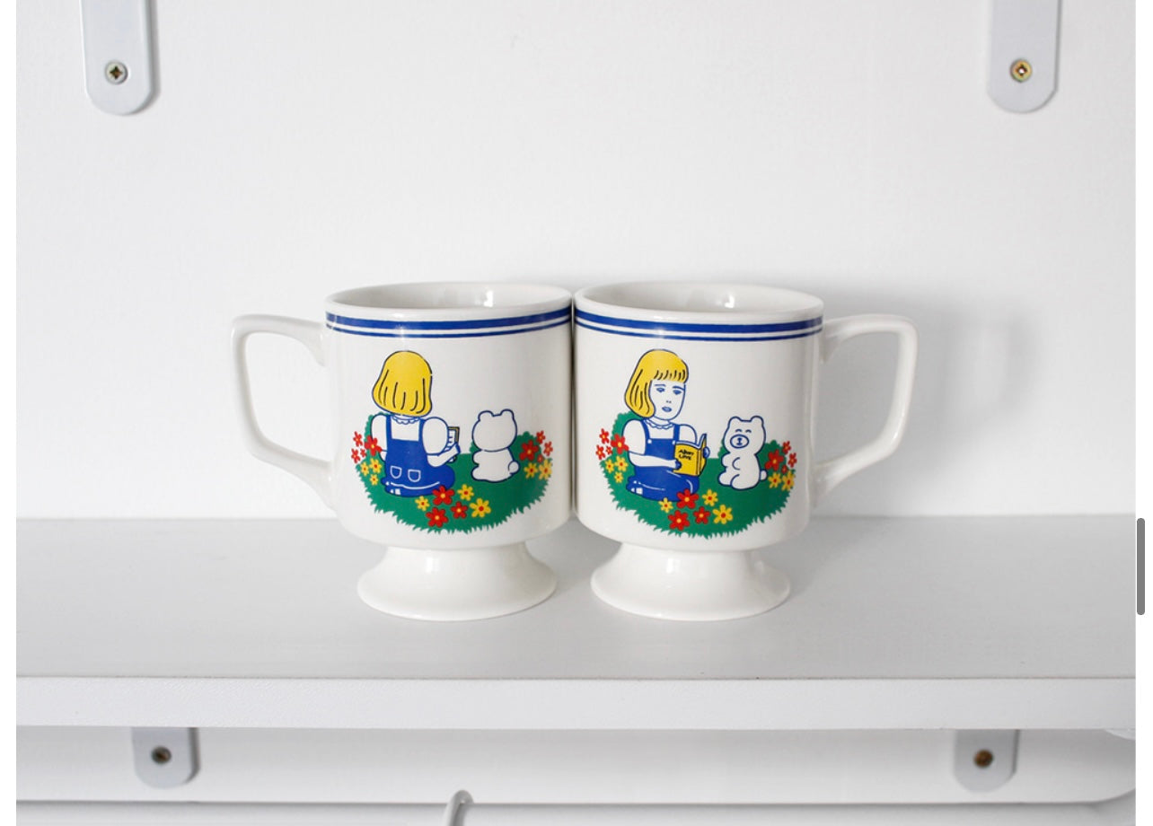 Footed Mug Cup Teddy And Lucy