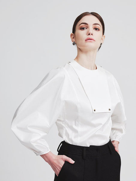 Puff Sleeves Structural Top White - whoami