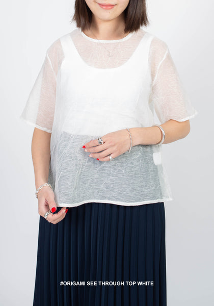 Origami See Through Top White