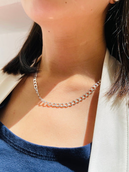 925 Silver Flat Chain Cool Necklace