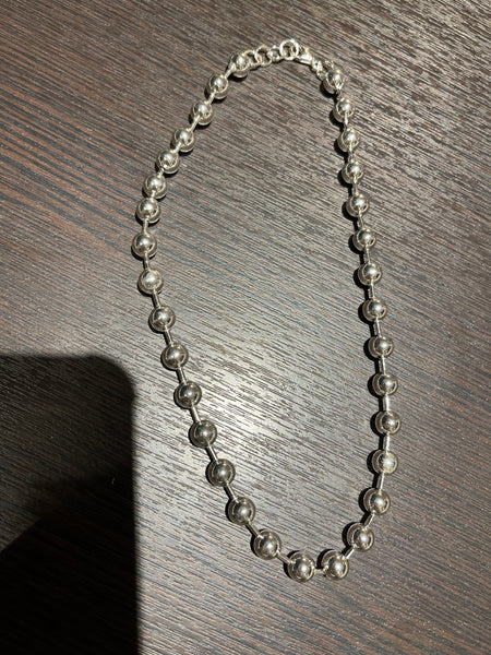 925 Silver Delicate 8m Bead And Bar Necklace