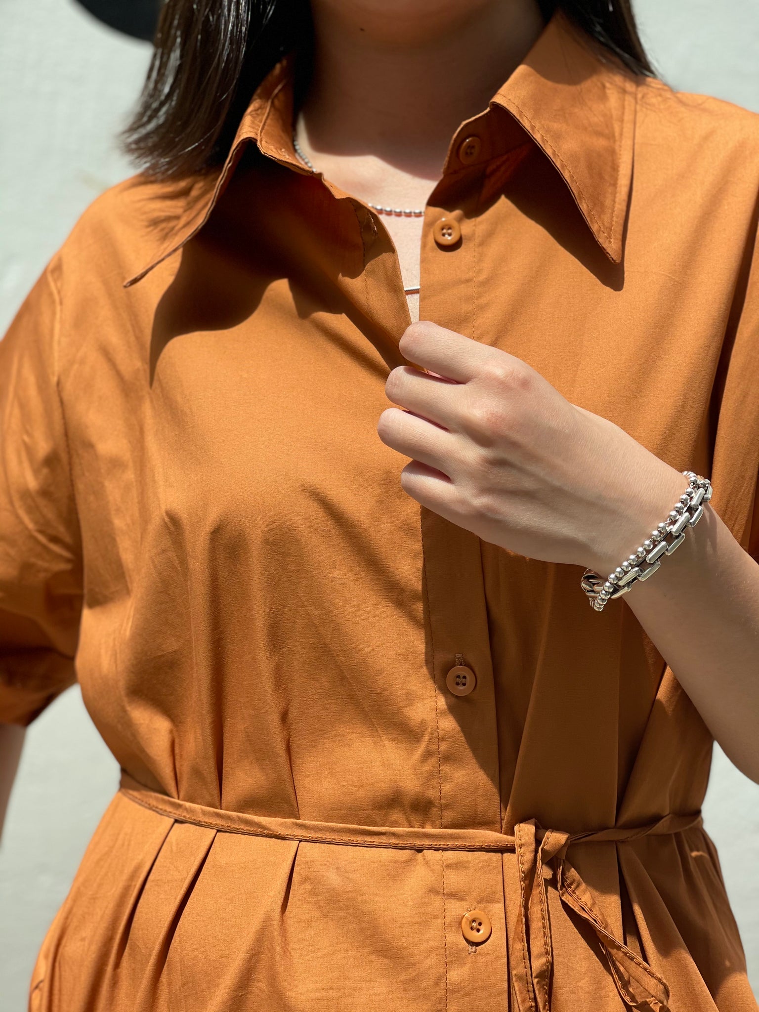 Pocket Shirt Dress Brick