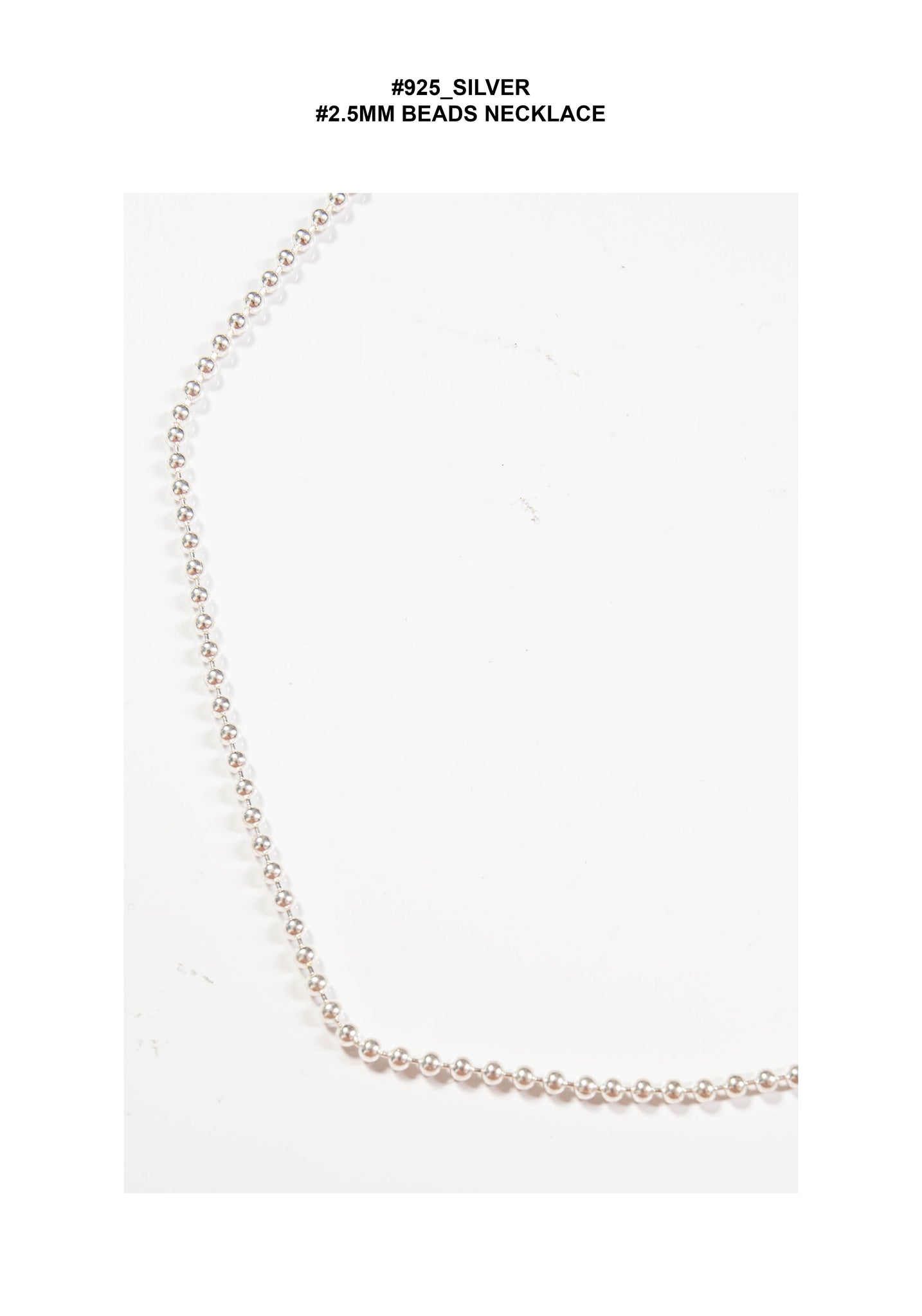 925 Silver 2.5mm Beads Necklace