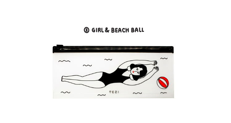 Clear Pouch Girl And Beach Ball (1pc)