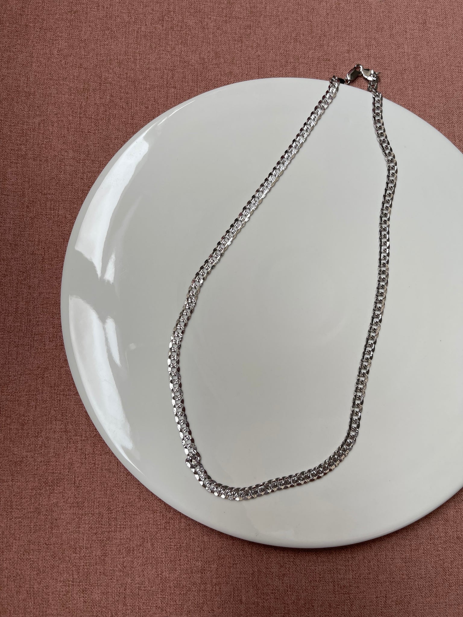 925 Silver Sparkle Thin Chain Long Necklace