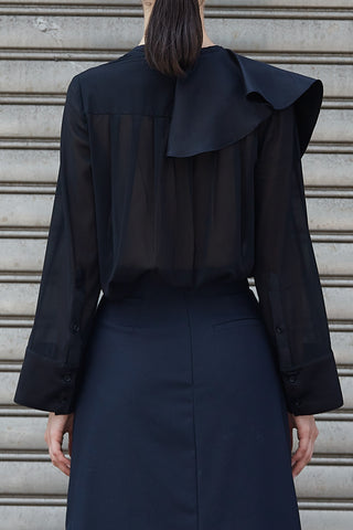 Asymmetric Silk Blouse Black