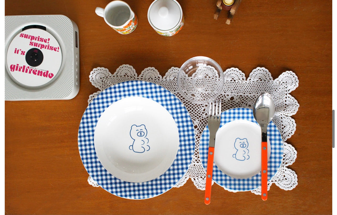 Teddy And Lucy Pasta Bowl Gingham