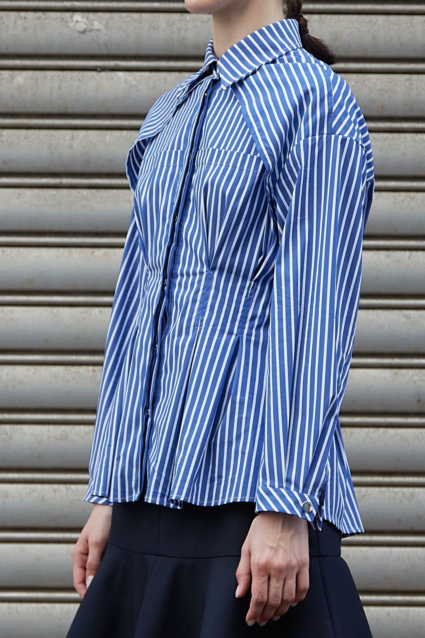 Stripe Peplum Shirt Blue Stripe