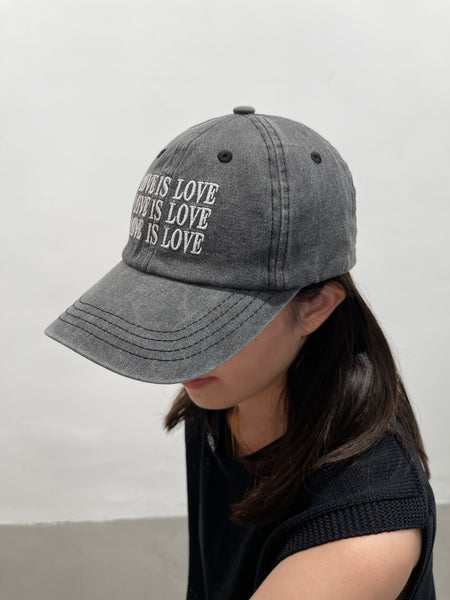 Love Is Love Washed Cap Charcoal