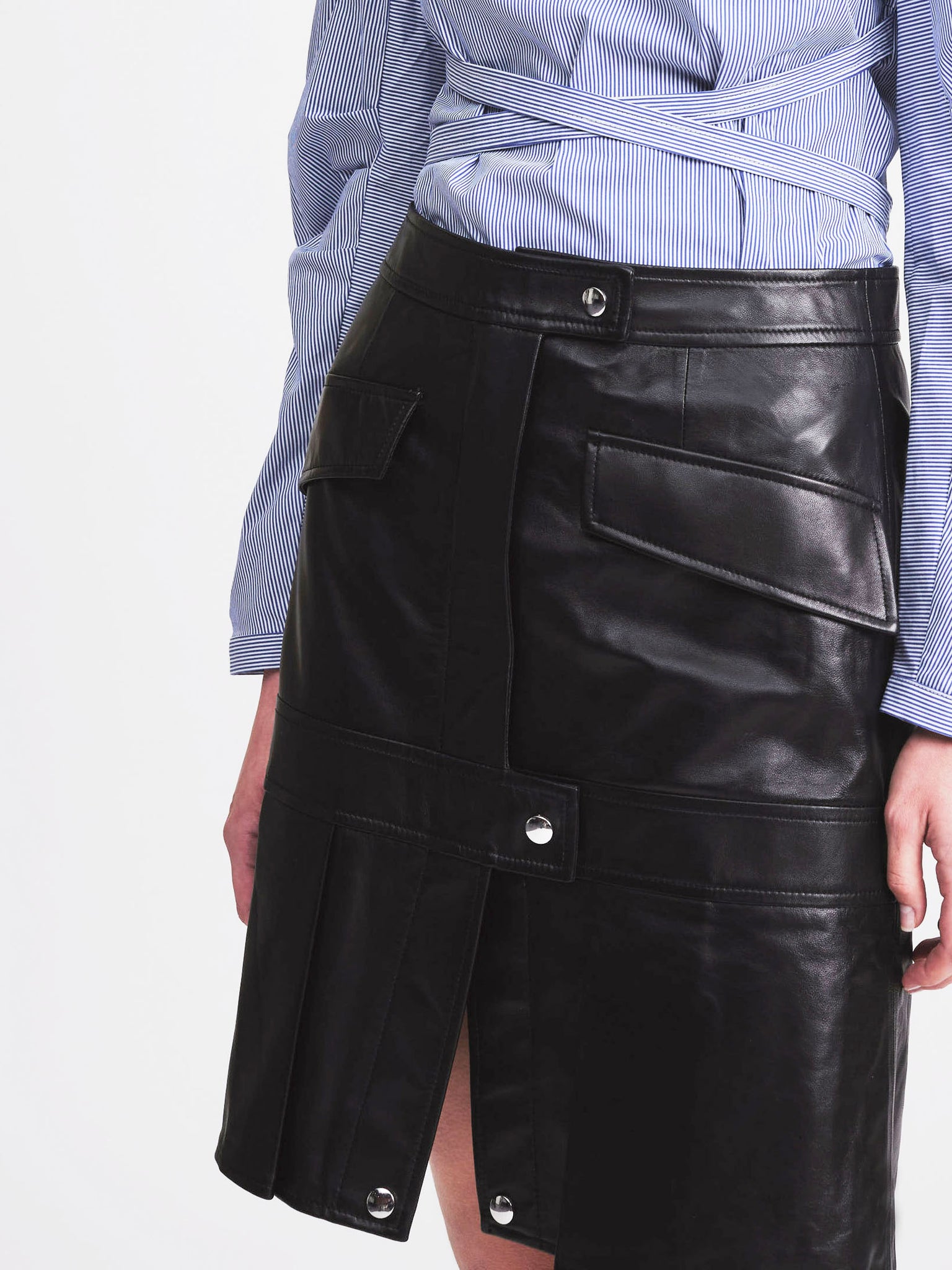 Snapped Leather Pleats Skirt - whoami