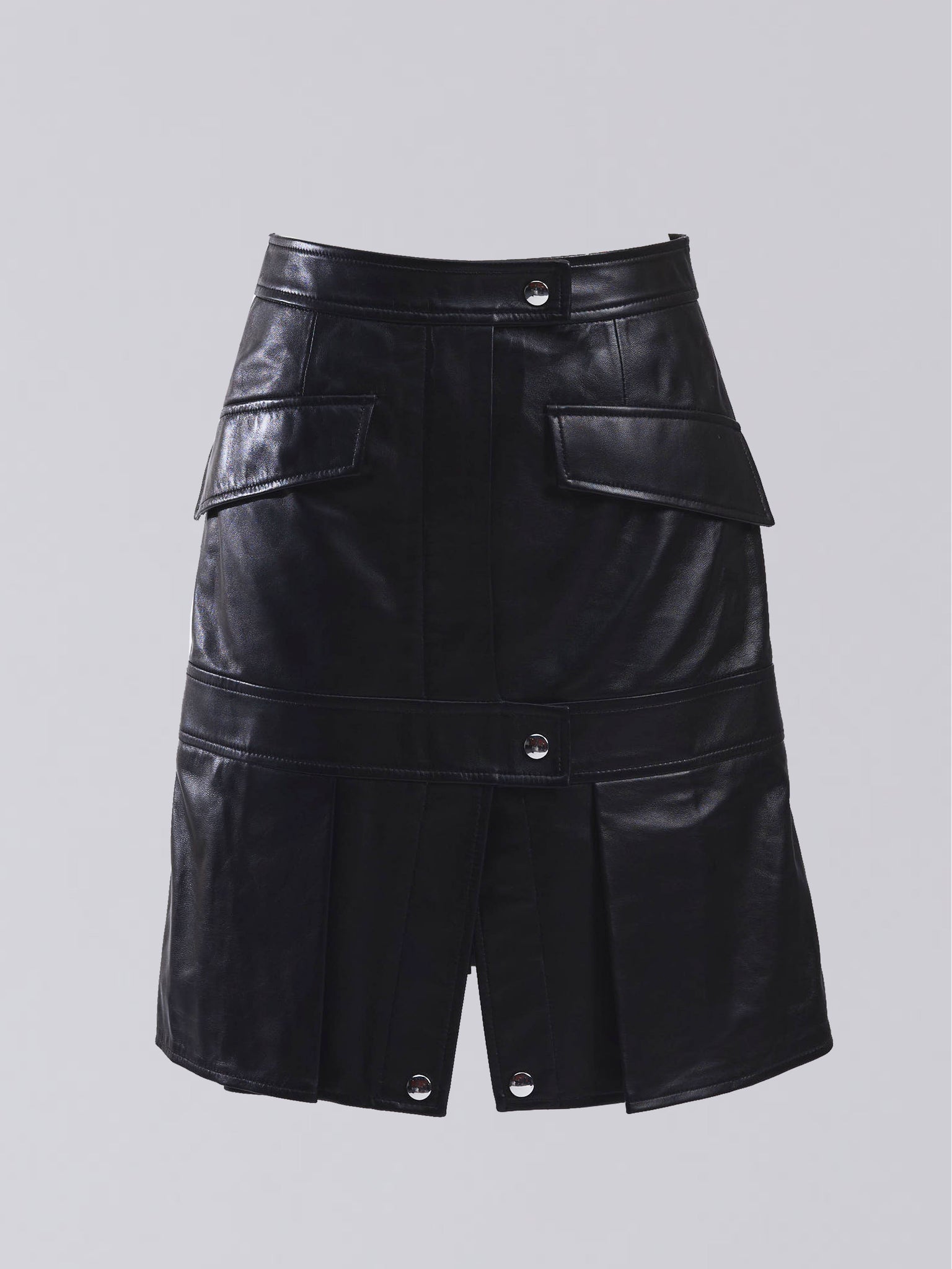 Snapped Leather Pleats Skirt - whoami