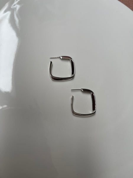 925 Silver Open Square Earrings