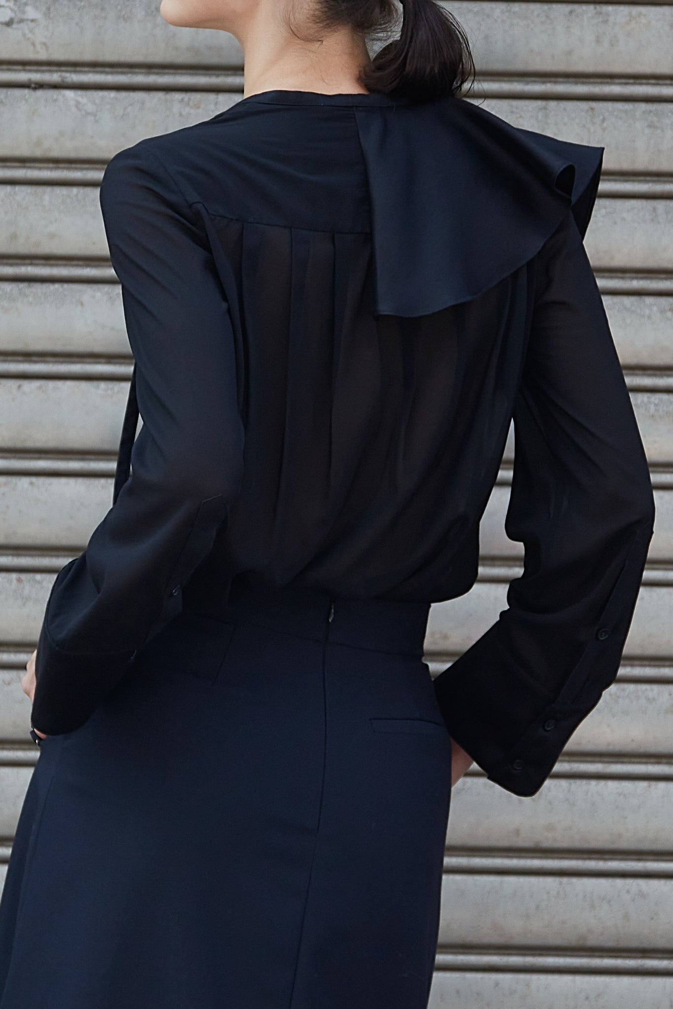 Asymmetric Silk Blouse Black