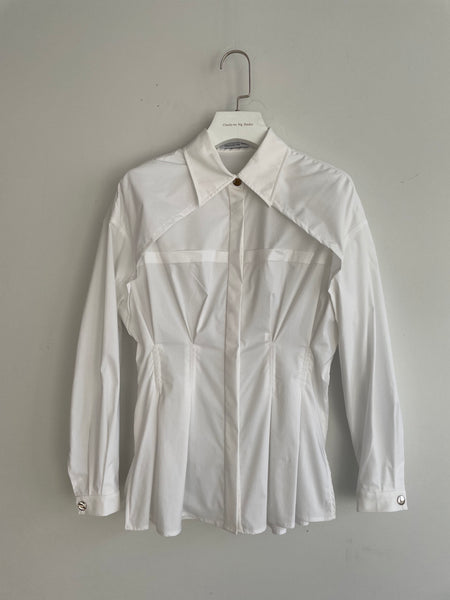 Stripe Peplum Shirt White