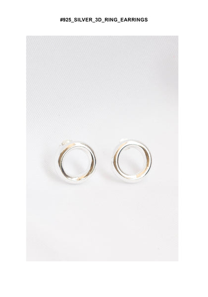 925 Silver 3D Ring Earrings - whoami