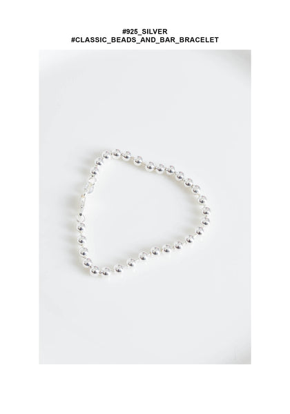 925 Silver Classic Beads And Bar Bracelet - whoami