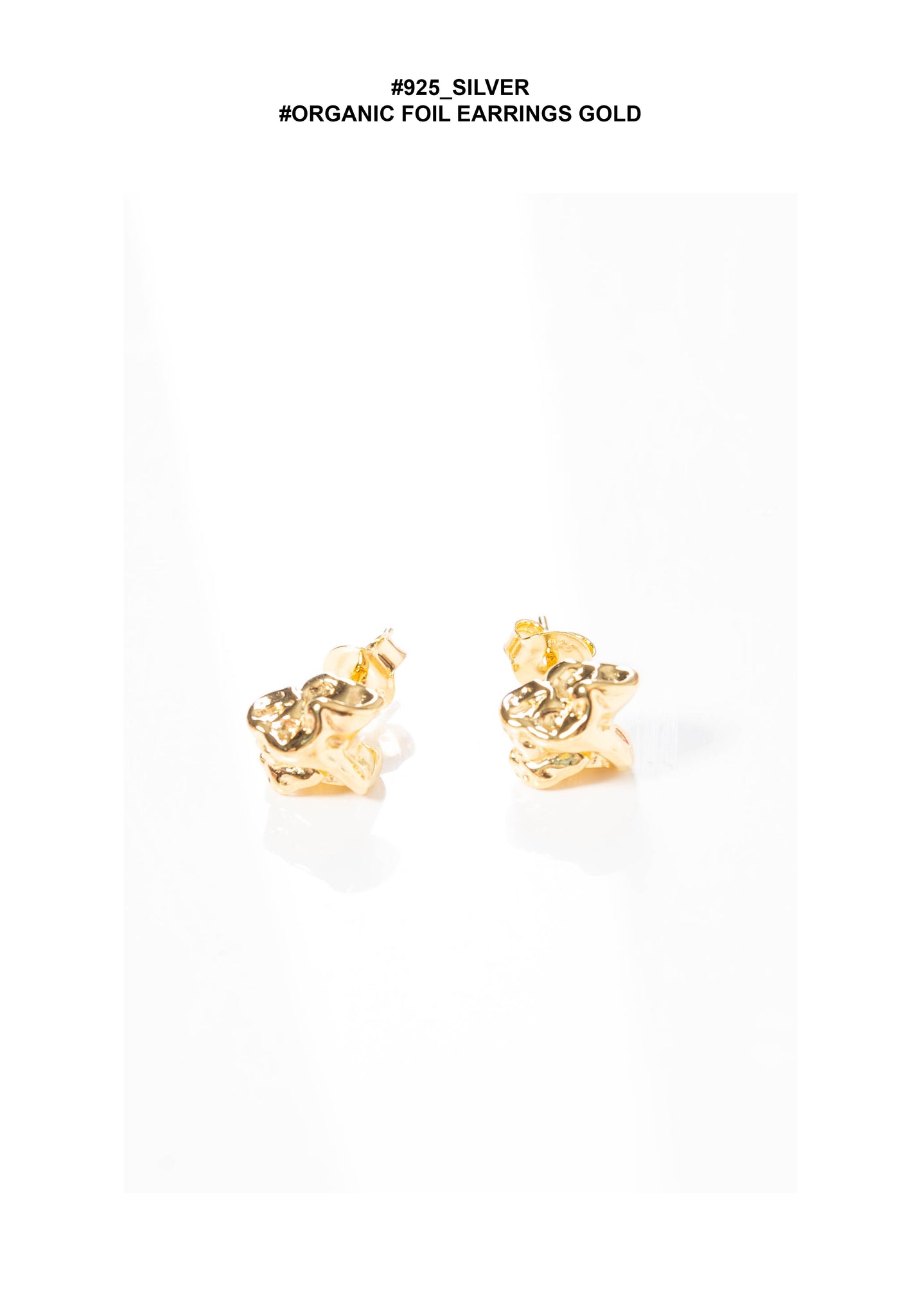 925 Silver Organic Foil Earrings Gold