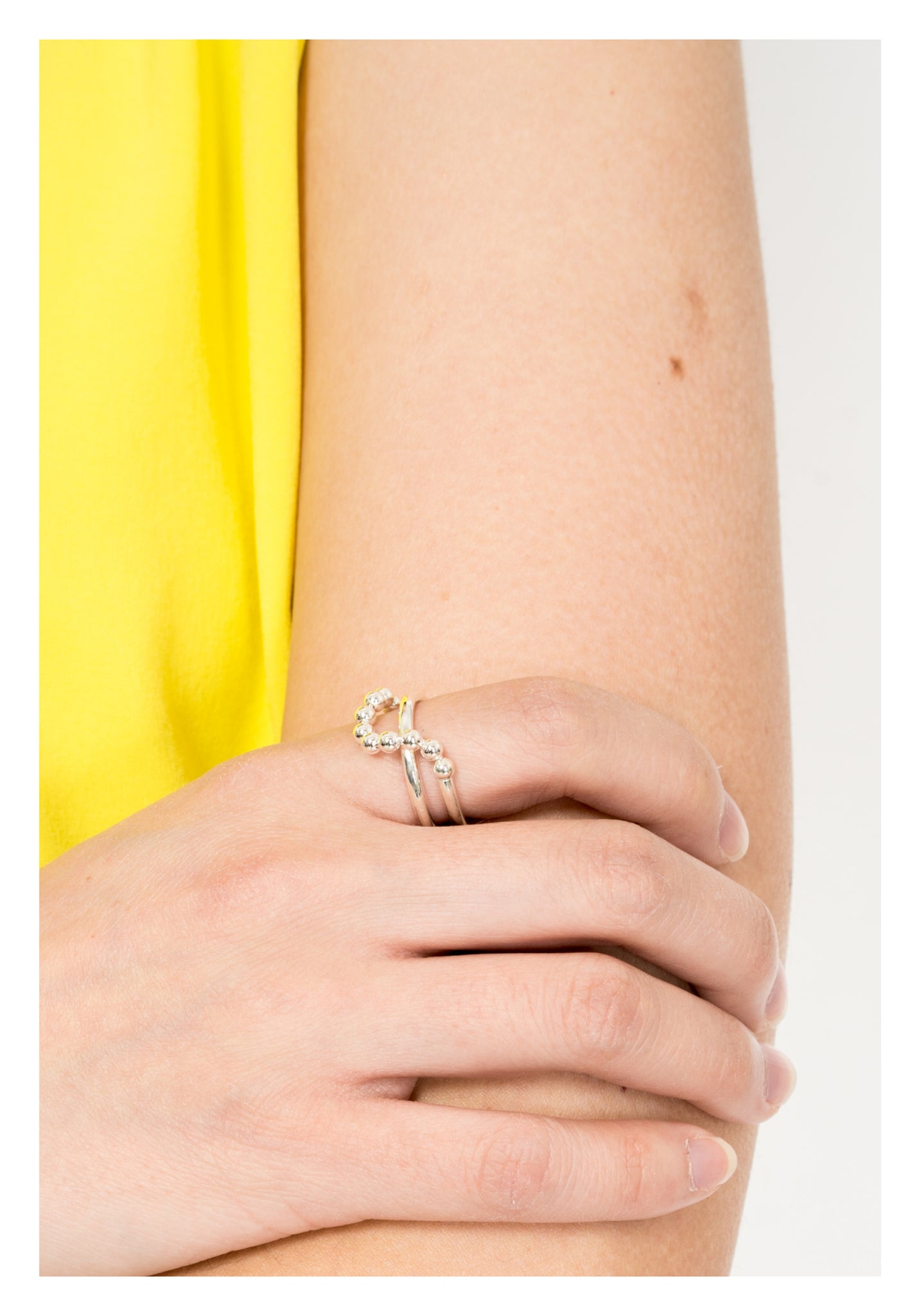925 Silver Half Bead Chain Ring - whoami