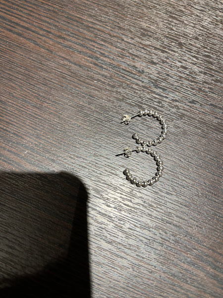 925 Silver Beads Half Hoop Earrings