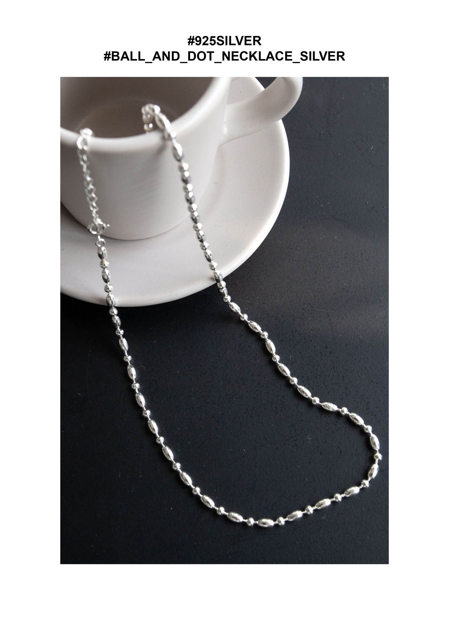 925 Silver Ball and Dot Necklace Silver