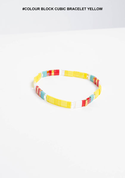 Colour Block Cubic Bracelet Yellow
