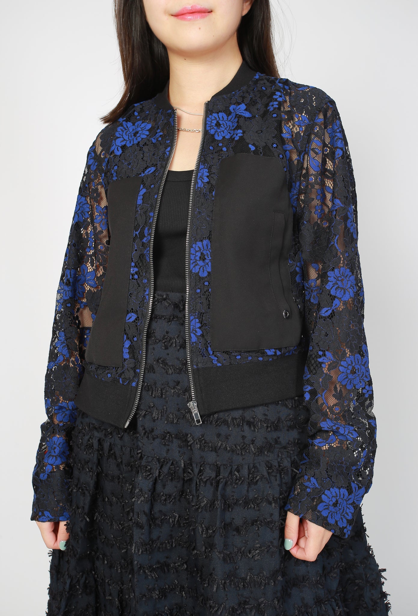 Delicate Floral Lace Bomber Jacket