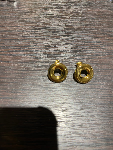 925 Silver Flat Donut Earrings Gold